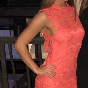 Free people coral lace mini dress